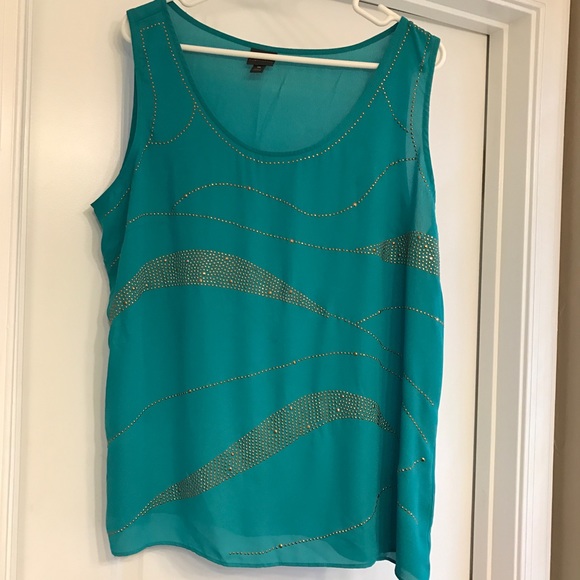 Green/gold sleeveless top - NEW - Picture 1 of 3